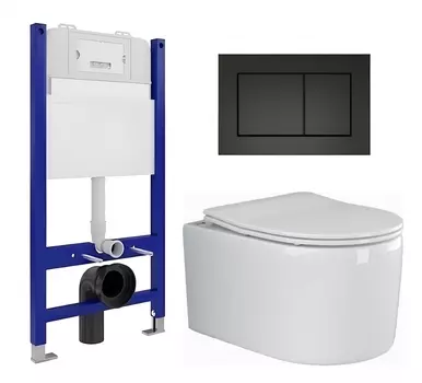 Комплект 3 в 1 инсталляция Enio Tecnico 50 EN8050050 + Унитаз подвесной Ceramica Nova Moments CN3003 + кнопка черная матовая