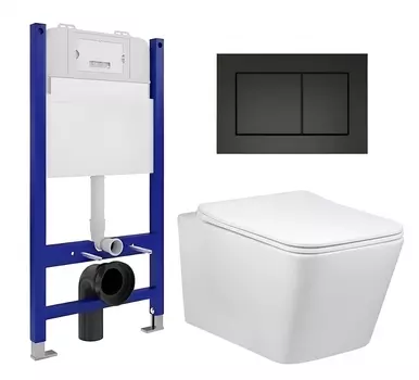 Комплект 3 в 1 инсталляция Enio Tecnico 50 EN8050050 + Унитаз Vincea Q-Line VT1-12 + кнопка черная матовая