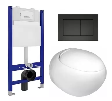Комплект 3 в 1 инсталляция Enio Tecnico 50 EN8050050 + Подвесной унитаз WeltWasser Jeckenbach + кнопка черная матовая