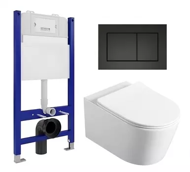 Комплект 3 в 1 инсталляция Enio Tecnico 50 EN8050050 + Унитаз Vincea Cute VT1-24 + кнопка черная матовая