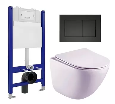Комплект 3 в 1 инсталляция Enio Tecnico 50 EN8050050 + Унитаз подвесной Esbano Lotus ESUPLOTUW + кнопка черная матовая