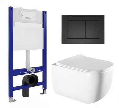 Комплект 3 в 1 инсталляция Enio Tecnico 50 EN8050050 + Унитаз подвесной Vincea Form VT1-35 + кнопка черная матовая