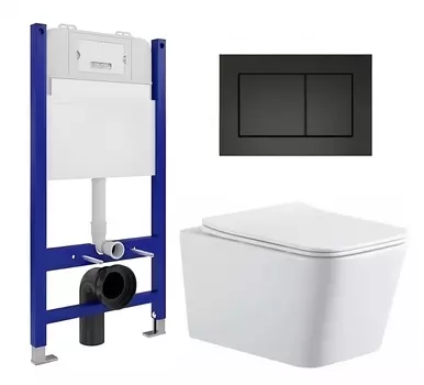 Комплект 3 в 1 инсталляция Enio Tecnico 50 EN8050050 + Подвесной унитаз SinteSi BALTI + кнопка черная матовая