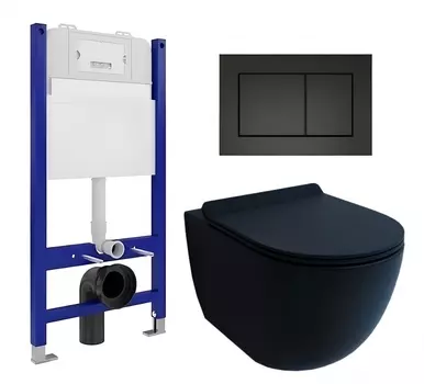 Комплект 3 в 1 инсталляция Enio Tecnico 50 EN8050050 + Унитаз подвесной Esbano Garcia + кнопка черная матовая