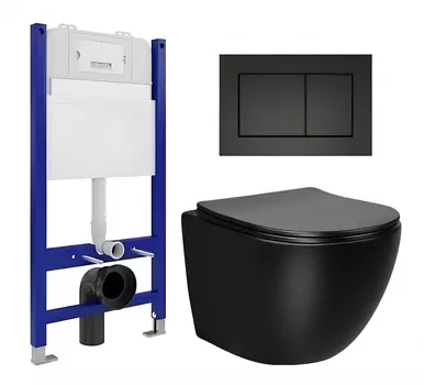 Комплект 3 в 1 инсталляция Enio Tecnico 50 EN8050050 + Унитаз Vincea Globo VT1-14SMB + кнопка черная матовая