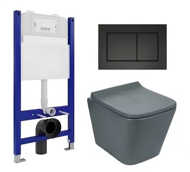 Комплект 3 в 1 инсталляция Enio Tecnico 50 EN8050050 + Унитаз подвесной Weltwasser WW SK Gelbach 041 MT-GR + кнопка черная матовая