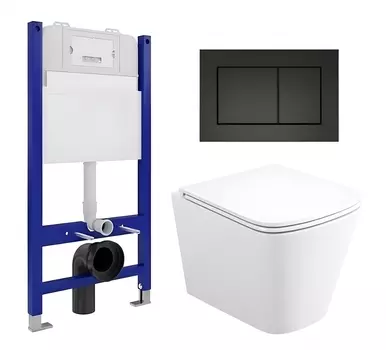 Комплект 3 в 1 инсталляция Enio Tecnico 50 EN8050050 + Унитаз подвесной Enio Binario EN4215896 + кнопка черная матовая