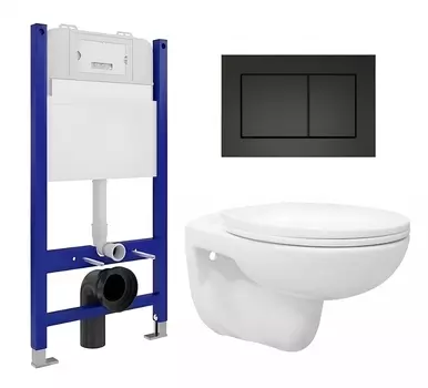 Комплект 3 в 1 инсталляция Enio Tecnico 50 EN8050050 + Унитаз подвесной Enio Ekos EN0170571 + кнопка черная матовая