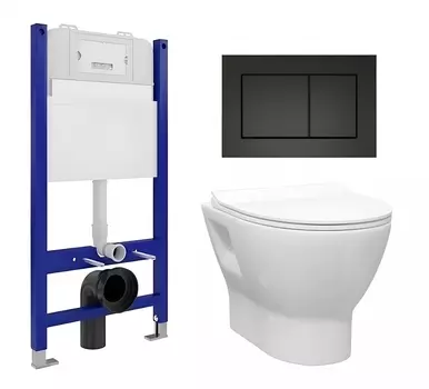 Комплект 3 в 1 инсталляция Enio Tecnico 50 EN8050050 + Унитаз подвесной Enio Nativo EN1270551 + кнопка черная матовая