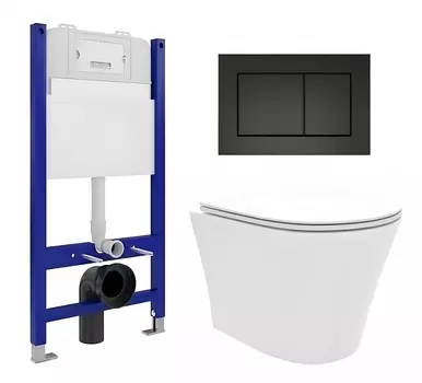 Комплект 3 в 1 инсталляция Enio Tecnico 50 EN8050050 + Унитаз подвесной Enio Neo EN5370588 + кнопка черная матовая