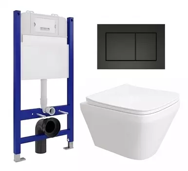 Комплект 3 в 1 инсталляция Enio Tecnico 50 EN8050050 + Унитаз подвесной Enio Vicino EN9170544 + кнопка черная матовая