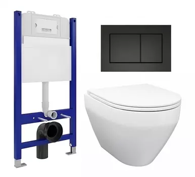 Комплект 3 в 1 инсталляция Enio Tecnico 50 EN8050050 + Унитаз подвесной Enio Cono EN2870522 + кнопка черная матовая