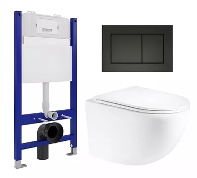 Комплект 3 в 1 инсталляция Enio Tecnico 50 EN8050050 + Унитаз подвесной Enio Unico Tornado EN2105073 + кнопка черная матовая