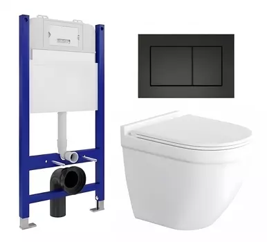Комплект 3 в 1 инсталляция Enio Tecnico 50 EN8050050 + Унитаз подвесной Enio Pulito EN1170052 + кнопка черная матовая