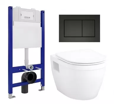 Комплект 3 в 1 инсталляция Enio Tecnico 50 EN8050050 + Унитаз подвесной Enio Bolo EN8350034 + кнопка черная матовая