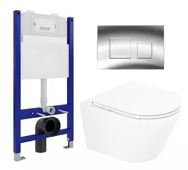Комплект 3 в 1 инсталляция Enio Tecnico 50 EN8050050 + Унитаз подвесной BelBagno Tre BB8001CHR/SC + кнопка хром