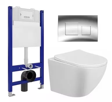 Комплект 3 в 1 инсталляция Enio Tecnico 50 EN8050050 + Унитаз подвесной Taliente Amato AM25010 + кнопка хром