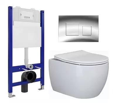 Комплект 3 в 1 инсталляция Enio Tecnico 50 EN8050050 + Унитаз подвесной Ceramica Nova Play CN3001 + кнопка хром