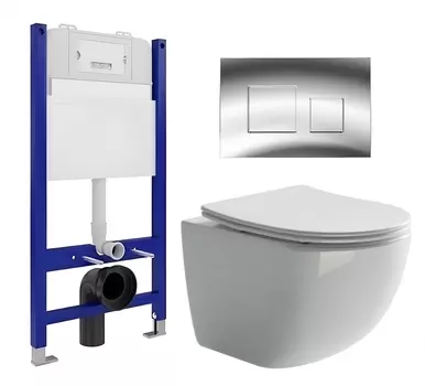 Комплект 3 в 1 инсталляция Enio Tecnico 50 EN8050050 + Унитаз подвесной Ceramica Nova Forma CN3009 + кнопка хром