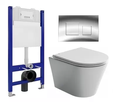 Комплект 3 в 1 инсталляция Enio Tecnico 50 EN8050050 + Унитаз подвесной Ceramica Nova Forma CN3011 + кнопка хром