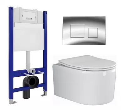 Комплект 3 в 1 инсталляция Enio Tecnico 50 EN8050050 + Унитаз подвесной Ceramica Nova Moments CN3003 + кнопка хром