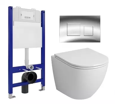 Комплект 3 в 1 инсталляция Enio Tecnico 50 EN8050050 + Унитаз подвесной Grossman GR-4455S + кнопка хром