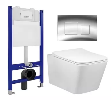 Комплект 3 в 1 инсталляция Enio Tecnico 50 EN8050050 + Унитаз Vincea Q-Line VT1-12 + кнопка хром