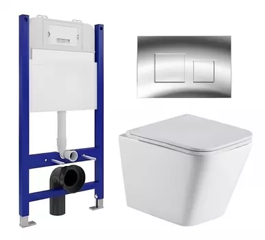Комплект 3 в 1 инсталляция Enio Tecnico 50 EN8050050 + Подвесной унитаз WeltWasser Gelbach 043 GL-WT + кнопка хром