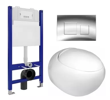 Комплект 3 в 1 инсталляция Enio Tecnico 50 EN8050050 + Подвесной унитаз WeltWasser Jeckenbach + кнопка хром