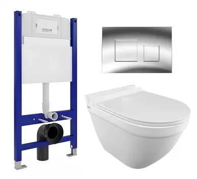 Комплект 3 в 1 инсталляция Enio Tecnico 50 EN8050050 + Унитаз подвесной Iddis Cloud CLORDSEi25 + кнопка хром