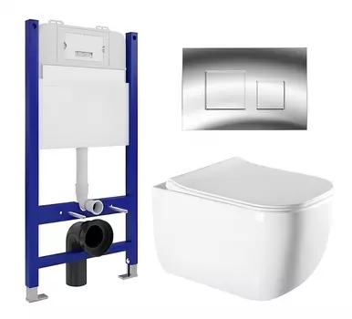 Комплект 3 в 1 инсталляция Enio Tecnico 50 EN8050050 + Унитаз подвесной Vincea Form VT1-35 + кнопка хром