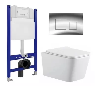 Комплект 3 в 1 инсталляция Enio Tecnico 50 EN8050050 + Подвесной унитаз SinteSi BALTI + кнопка хром