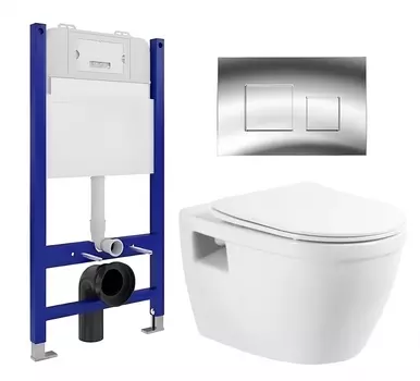 Комплект 3 в 1 инсталляция Enio Tecnico 50 EN8050050 + Унитаз подвесной BelBagno Loto BB070CHR/SC + кнопка хром
