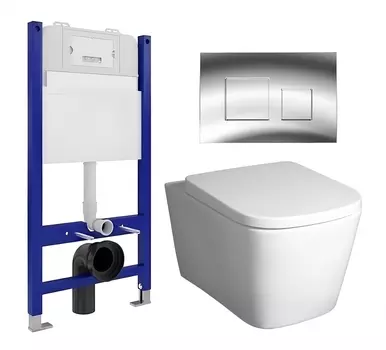 Комплект 3 в 1 инсталляция Enio Tecnico 50 EN8050050 + Унитаз подвесной BelBagno Albano BB120CHR + кнопка хром