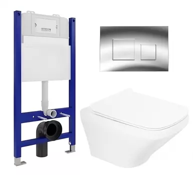 Комплект 3 в 1 инсталляция Enio Tecnico 50 EN8050050 + Унитаз подвесной BelBagno Sela BB3201CHR + кнопка хром