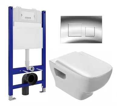 Комплект 3 в 1 инсталляция Enio Tecnico 50 EN8050050 + Унитаз подвесной Jacob Delafon Struktura EDE102-00 + кнопка хром