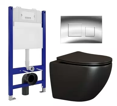 Комплект 3 в 1 инсталляция Enio Tecnico 50 EN8050050 + Унитаз подвесной Ceramica Nova Metropol CN4002MB + кнопка хром