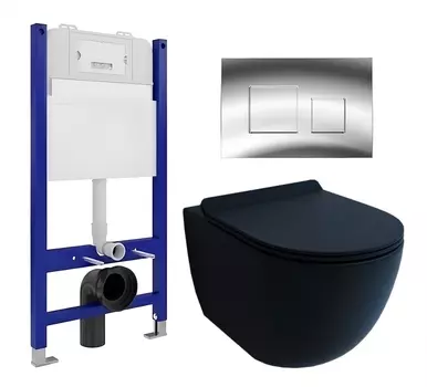 Комплект 3 в 1 инсталляция Enio Tecnico 50 EN8050050 + Унитаз подвесной Esbano Garcia + кнопка хром