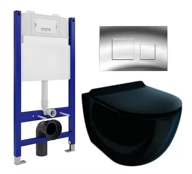 Комплект 3 в 1 инсталляция Enio Tecnico 50 EN8050050 + Унитаз подвесной Esbano Garcia ESUPGARCB + кнопка хром