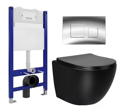 Комплект 3 в 1 инсталляция Enio Tecnico 50 EN8050050 + Унитаз Vincea Globo VT1-14SMB + кнопка хром