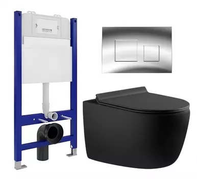 Комплект 3 в 1 инсталляция Enio Tecnico 50 EN8050050 + Унитаз подвесной Aquanet Cetus 287008 + кнопка хром