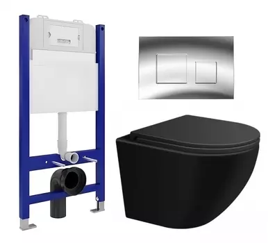 Комплект 3 в 1 инсталляция Enio Tecnico 50 EN8050050 + Подвесной унитаз SinteSi EVI + кнопка хром