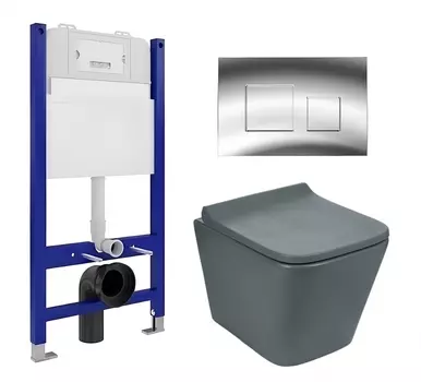 Комплект 3 в 1 инсталляция Enio Tecnico 50 EN8050050 + Унитаз подвесной Weltwasser WW SK Gelbach 041 MT-GR + кнопка хром