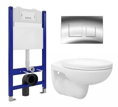 Комплект 3 в 1 инсталляция Enio Tecnico 50 EN8050050 + Унитаз подвесной Enio Ekos EN0170571 + кнопка хром