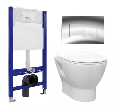 Комплект 3 в 1 инсталляция Enio Tecnico 50 EN8050050 + Унитаз подвесной Enio Nativo EN1270551 + кнопка хром