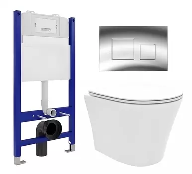 Комплект 3 в 1 инсталляция Enio Tecnico 50 EN8050050 + Унитаз подвесной Enio Neo EN5370588 + кнопка хром