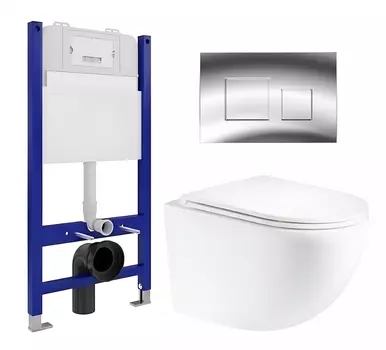 Комплект 3 в 1 инсталляция Enio Tecnico 50 EN8050050 + Унитаз подвесной Enio Unico Tornado EN2105073 + кнопка хром