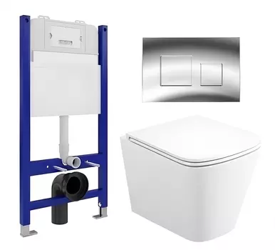 Комплект 3 в 1 инсталляция Enio Tecnico 50 EN8050050 + Унитаз подвесной Enio Binario Tornado EN4180237 + кнопка хром