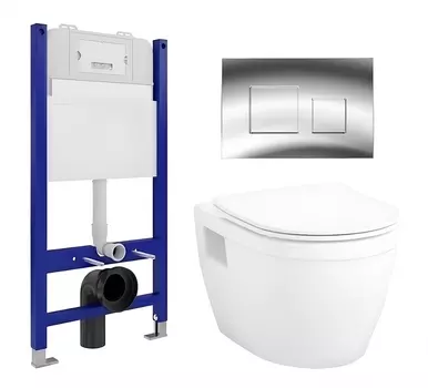 Комплект 3 в 1 инсталляция Enio Tecnico 50 EN8050050 + Унитаз подвесной Enio Bolo EN8350034 + кнопка хром