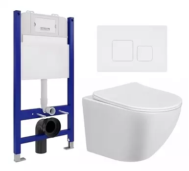 Комплект 3 в 1 инсталляция Enio Tecnico 50 EN8050050 + Унитаз подвесной Taliente Amato AM25010 + кнопка белая матовая